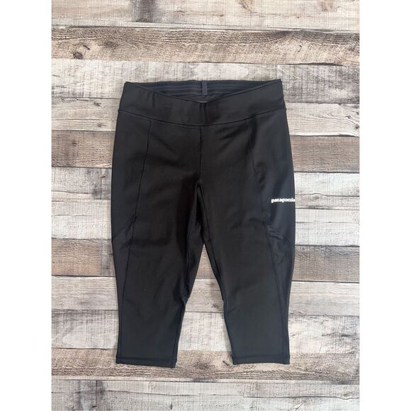 Patagonia Endless Run Capris Black Stretchy Yoga Running Athletic Pants | Size S - Picture 2 of 8